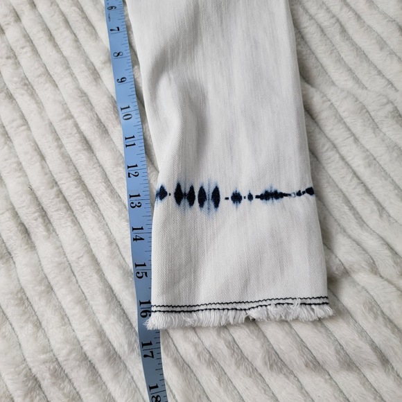 Habitual Girl Sz 12 White Blue Tie Dye Blazer Jacket Frayed Hem Double Breasted - Picture 7 of 12